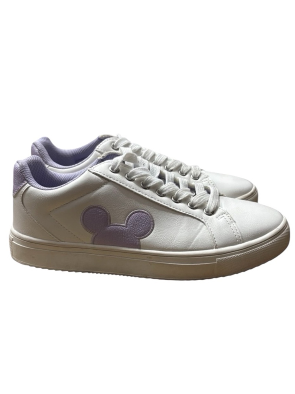 DISNEY Mickey Mouse Leather Sneakers in White & Lavender Size 9 -- ADORABLE!!!!
